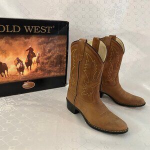 Old West Kids tan leather Cowboy boots, size 1.5